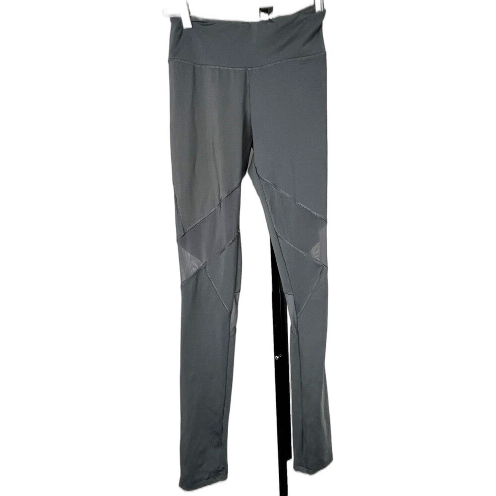 Electric Yoga Ankle Leggings Gray Mesh Panels Zip Pocket Premium Activewear XS